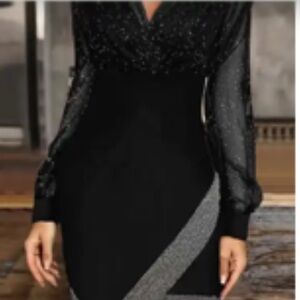 BRAND NEW Elegant V-Neck Dress Long Sleeve Stretch Polyester Blend Back Zip
3X
